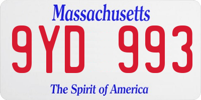 MA license plate 9YD993