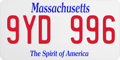 MA license plate 9YD996
