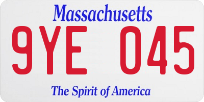 MA license plate 9YE045