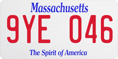 MA license plate 9YE046