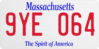 MA license plate 9YE064