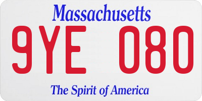 MA license plate 9YE080