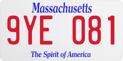 MA license plate 9YE081
