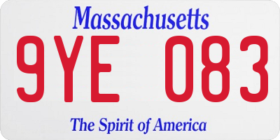 MA license plate 9YE083