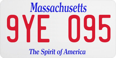 MA license plate 9YE095