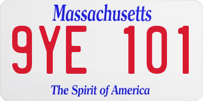 MA license plate 9YE101