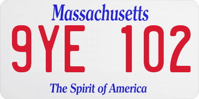 MA license plate 9YE102