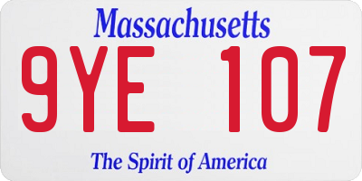 MA license plate 9YE107