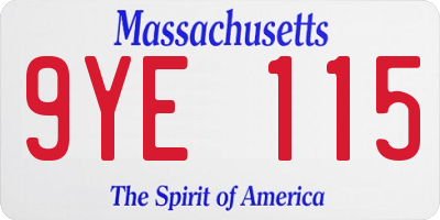 MA license plate 9YE115