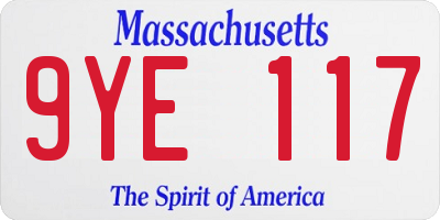 MA license plate 9YE117