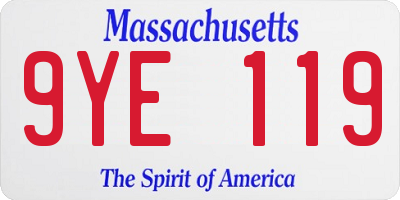 MA license plate 9YE119