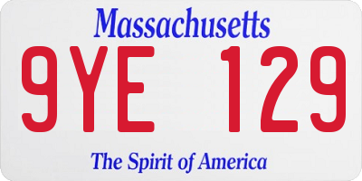 MA license plate 9YE129