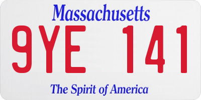 MA license plate 9YE141