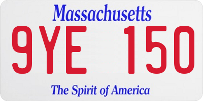 MA license plate 9YE150