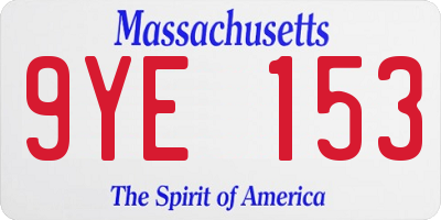 MA license plate 9YE153