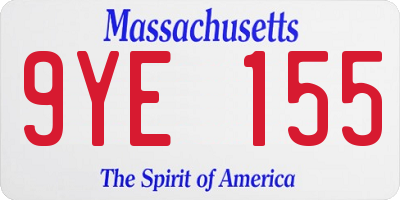 MA license plate 9YE155