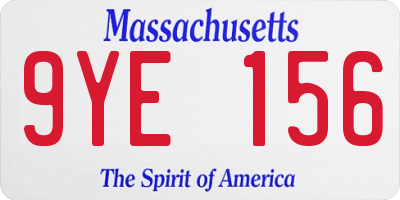 MA license plate 9YE156