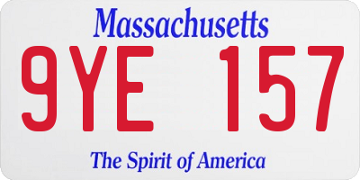 MA license plate 9YE157