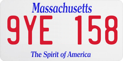 MA license plate 9YE158
