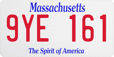 MA license plate 9YE161