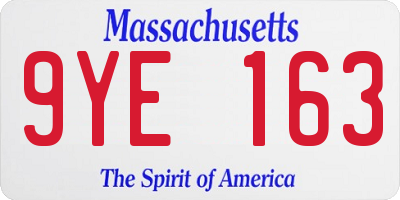 MA license plate 9YE163
