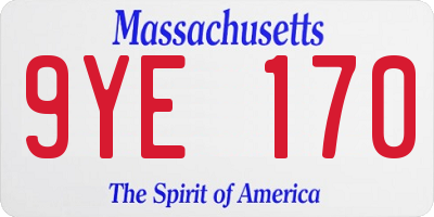 MA license plate 9YE170