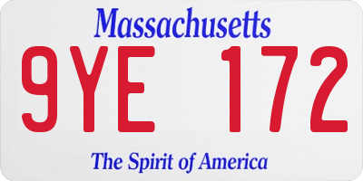 MA license plate 9YE172