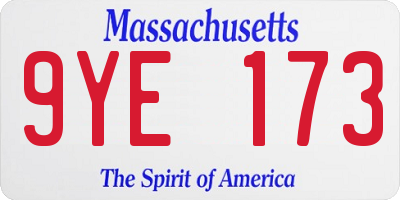 MA license plate 9YE173
