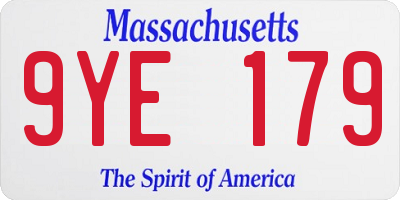MA license plate 9YE179