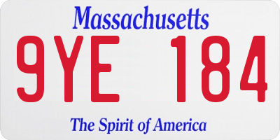 MA license plate 9YE184