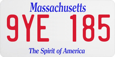 MA license plate 9YE185