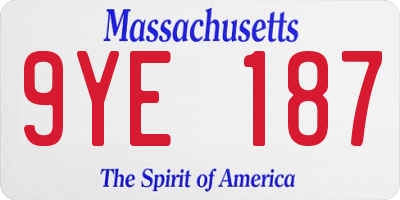 MA license plate 9YE187