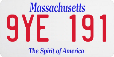 MA license plate 9YE191