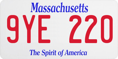MA license plate 9YE220