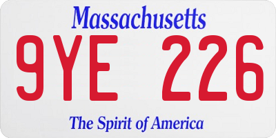MA license plate 9YE226