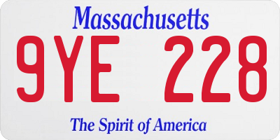 MA license plate 9YE228
