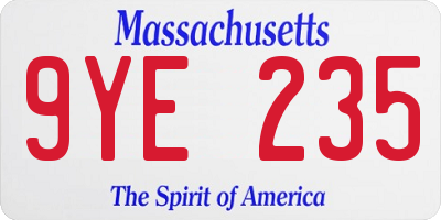 MA license plate 9YE235