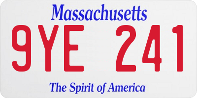 MA license plate 9YE241