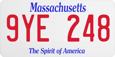 MA license plate 9YE248