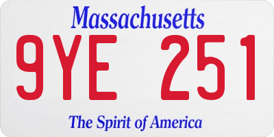 MA license plate 9YE251