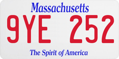 MA license plate 9YE252