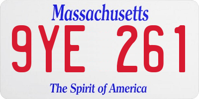 MA license plate 9YE261