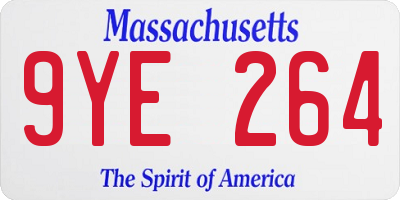 MA license plate 9YE264