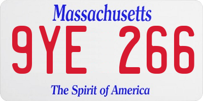 MA license plate 9YE266