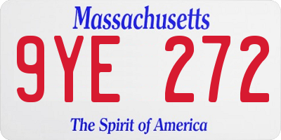 MA license plate 9YE272