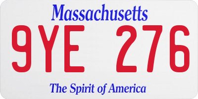 MA license plate 9YE276