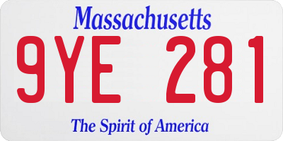 MA license plate 9YE281