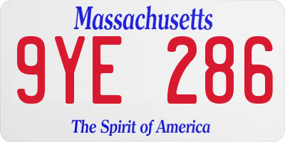 MA license plate 9YE286