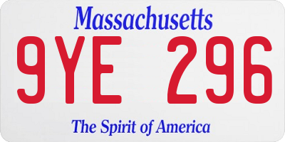 MA license plate 9YE296
