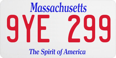 MA license plate 9YE299